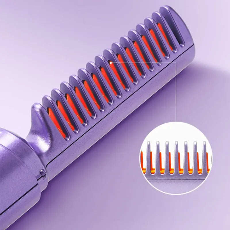 Cordless Hair Straightening Brush with Ceramic Coating & 3 Heat Settings for Travel & On-the-Go Styling