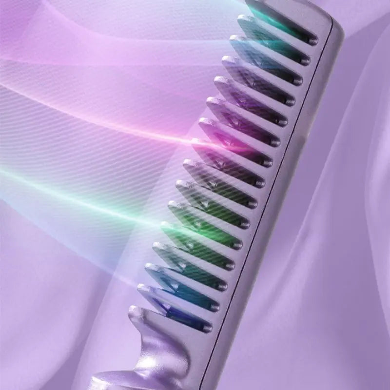 Cordless Hair Straightening Brush with Ceramic Coating & 3 Heat Settings for Travel & On-the-Go Styling