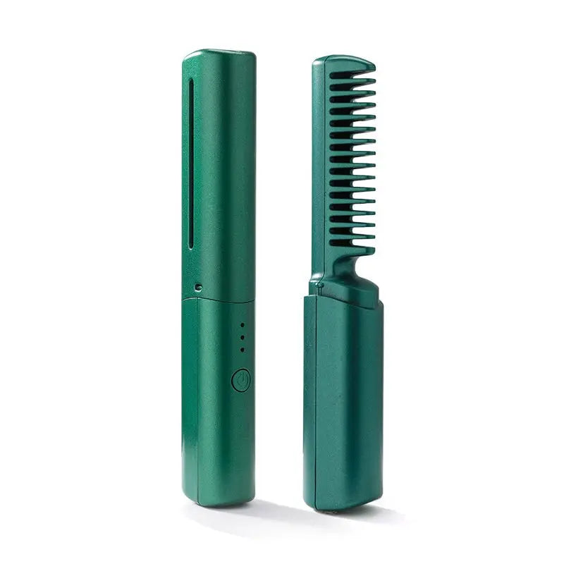 Cordless Hair Straightening Brush with Ceramic Coating & 3 Heat Settings for Travel & On-the-Go Styling