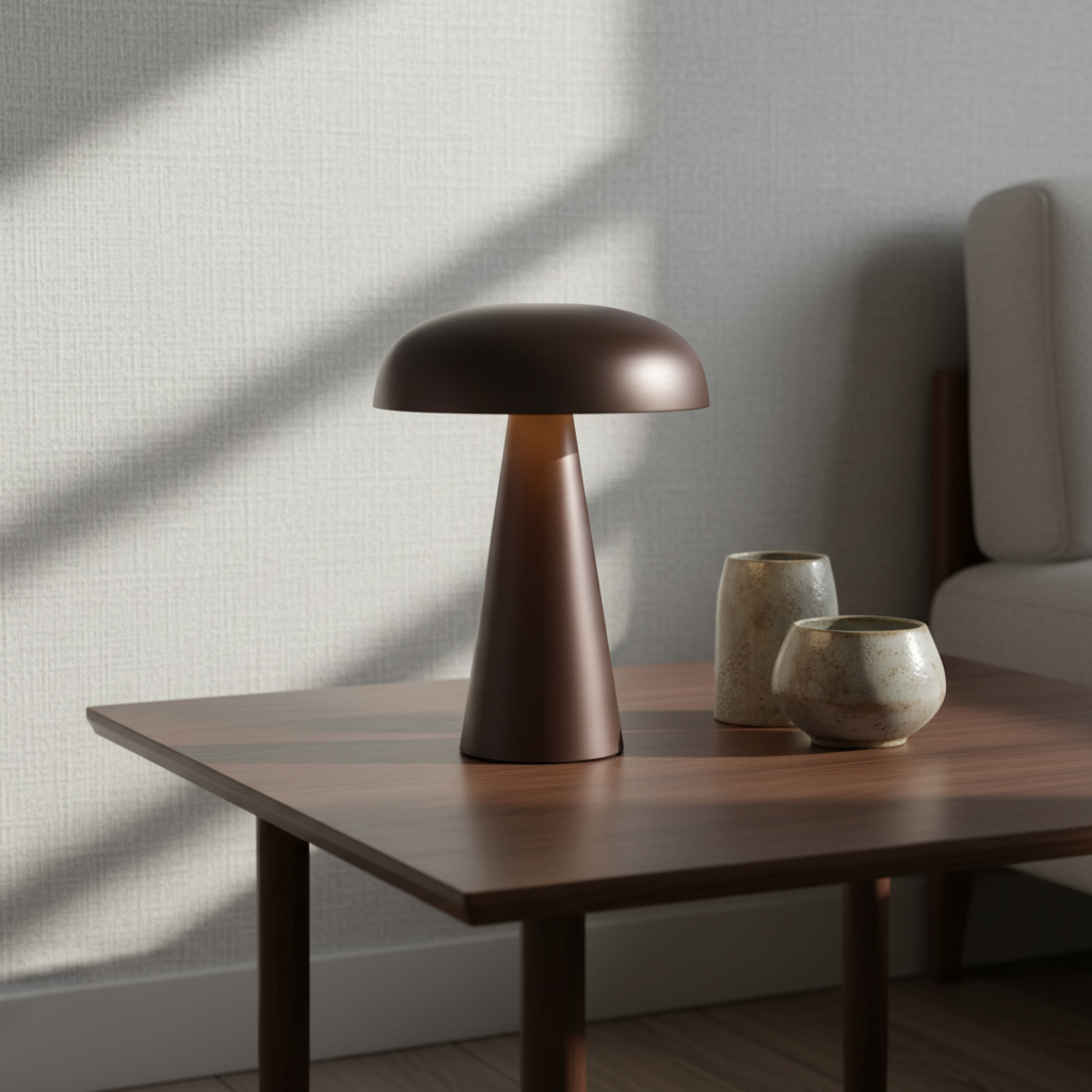 Cordless Mushroom Lamp 6 in Gold Iron LED Rechargeable Bedside Night Light 3-Level Touch Dimmer for Nightstand Desk Reading Living Room Bedr
