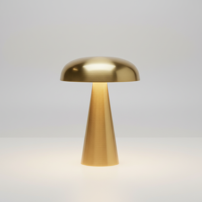 Cordless Mushroom Lamp 6 in Gold Iron LED Rechargeable Bedside Night Light 3-Level Touch Dimmer for Nightstand Desk Reading Living Room Bedr
