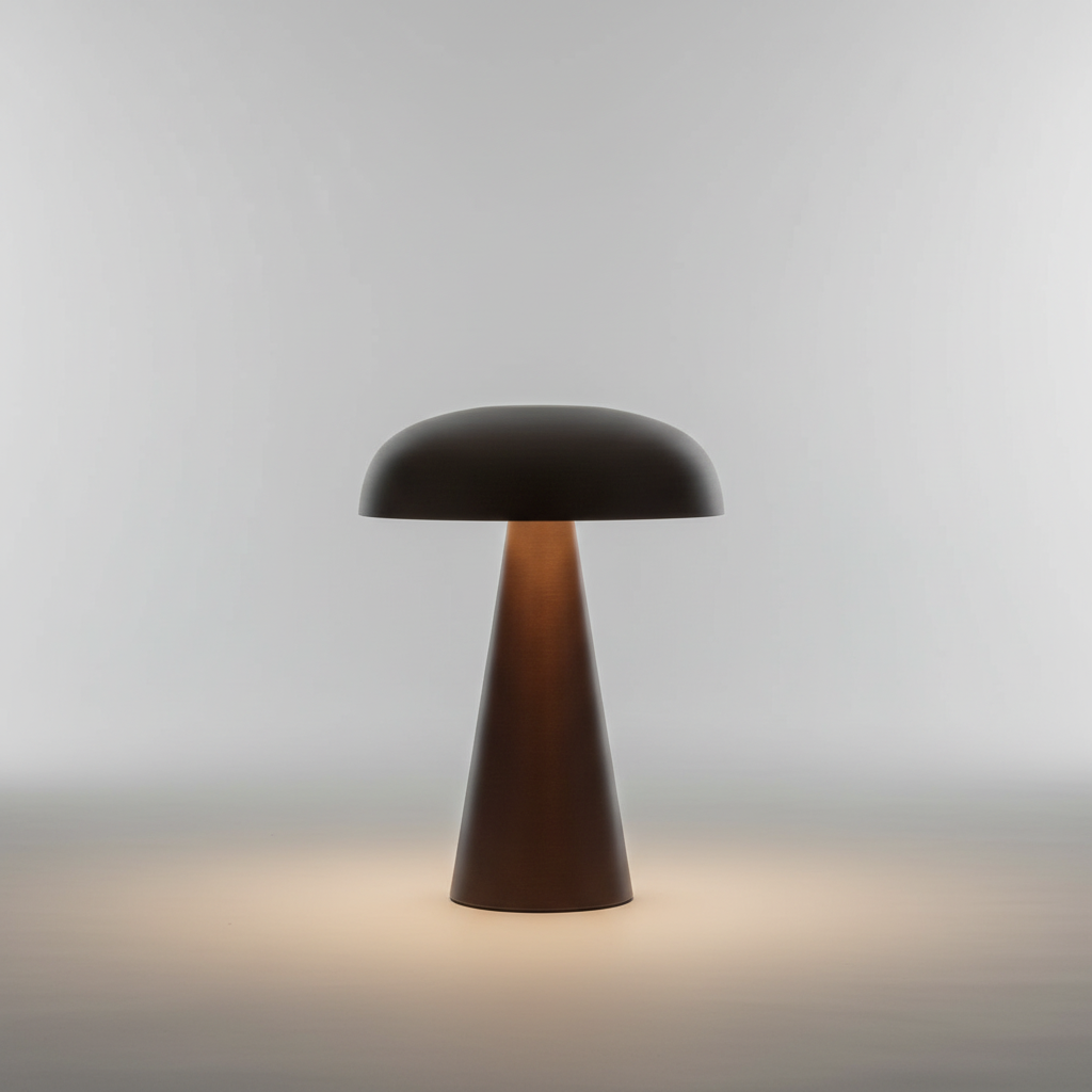 Cordless Mushroom Lamp 6 in Gold Iron LED Rechargeable Bedside Night Light 3-Level Touch Dimmer for Nightstand Desk Reading Living Room Bedr