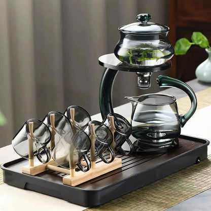 Clear Glass Loose Leaf Tea Pot with Magnetic Strainer Heat Safe Borosilicate 356°F Infuser Kettle for Green Black Herbal Tea Brewing Gold Bl