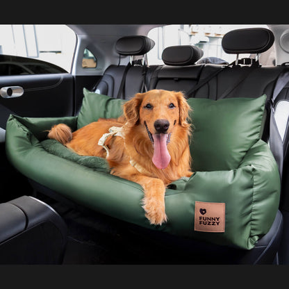 Padded Pet Car Seat Cover Protector with Bolsters for Back Seat – Quilted Waterproof Auto Bench Liner for Dogs & Cats