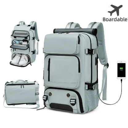 Travel Backpack with Shoe Compartment, Waterproof Laptop Backpack with USB Port, Anti Theft Work Backpack for Men