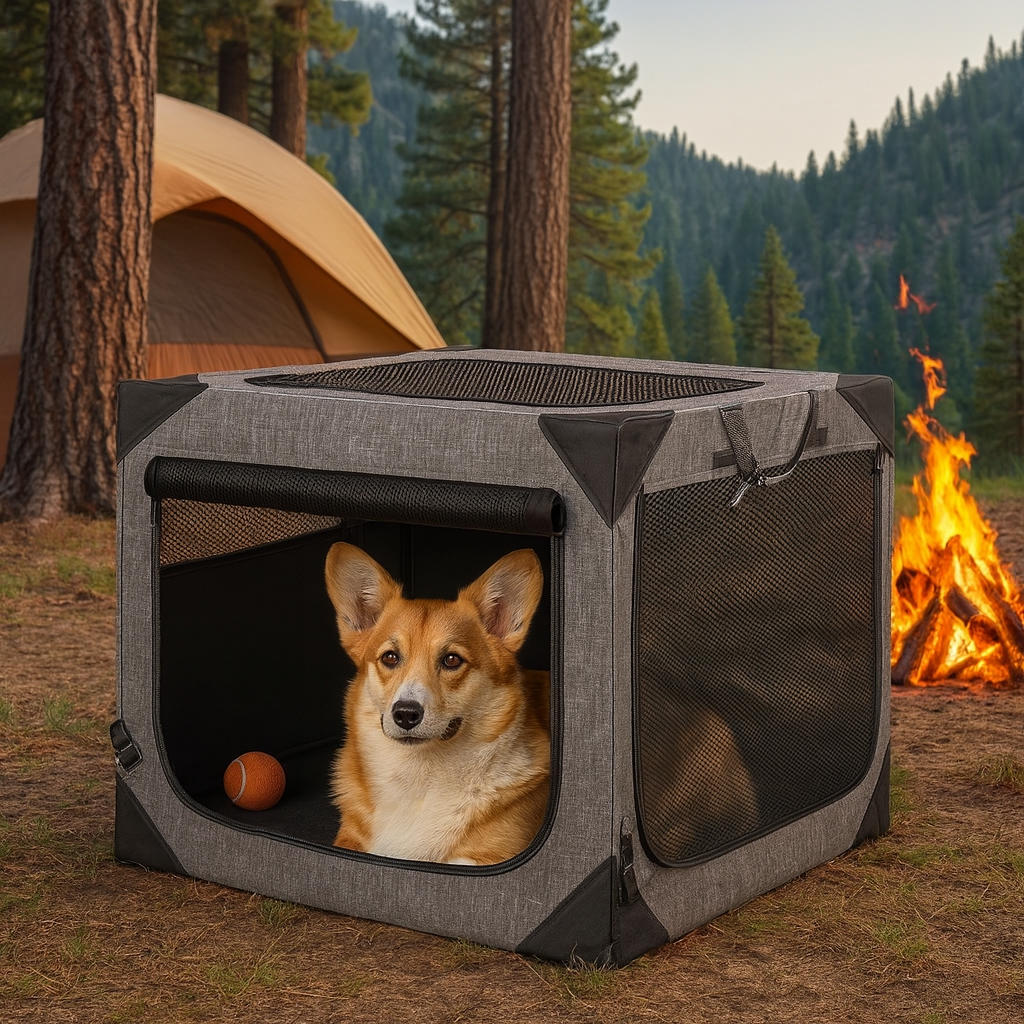 Travel Haven | Large Dog Crate with Chew-Resistant Fabric & Ventilation | Lightweight Design for Comfort and Security