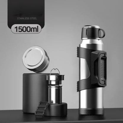 Travel Hiking Thermos | Stainless Steel Insulated Flask with Dual Functionality | Ideal for Hot & Cold Beverages