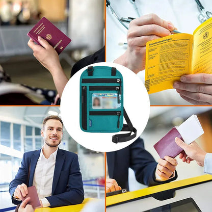 Travel Neck Pouch | RFID Blocking Passport Holder with Water-Resistant Design | Secure Storage for Valuables