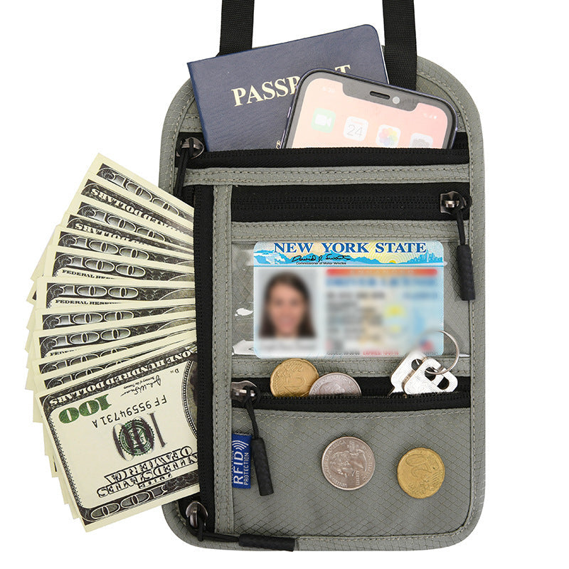 Travel Neck Pouch | RFID Blocking Passport Holder with Water-Resistant Design | Secure Storage for Valuables