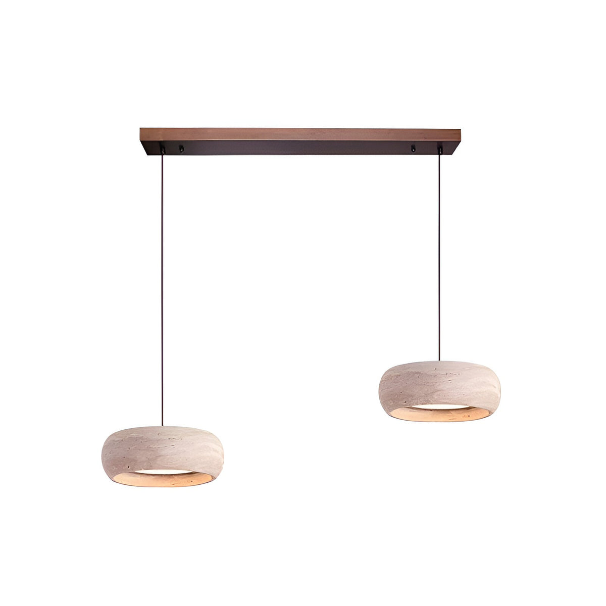 Stone Hanging Lamp 8-Inch Round Natural Travertine Shade Adjustable Drop Cord Ceiling Fixture for Kitchen Island Dining Table Room Modern Or