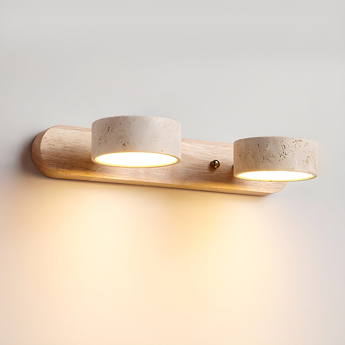 Natural Travertine Stone Wall Sconce – Modern Indoor Accent Light with Hardwired LED for Bedroom, Hallway & Living Room