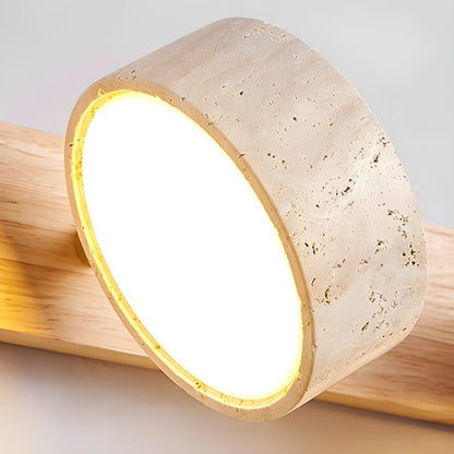 Natural Travertine Stone Wall Sconce – Modern Indoor Accent Light with Hardwired LED for Bedroom, Hallway & Living Room