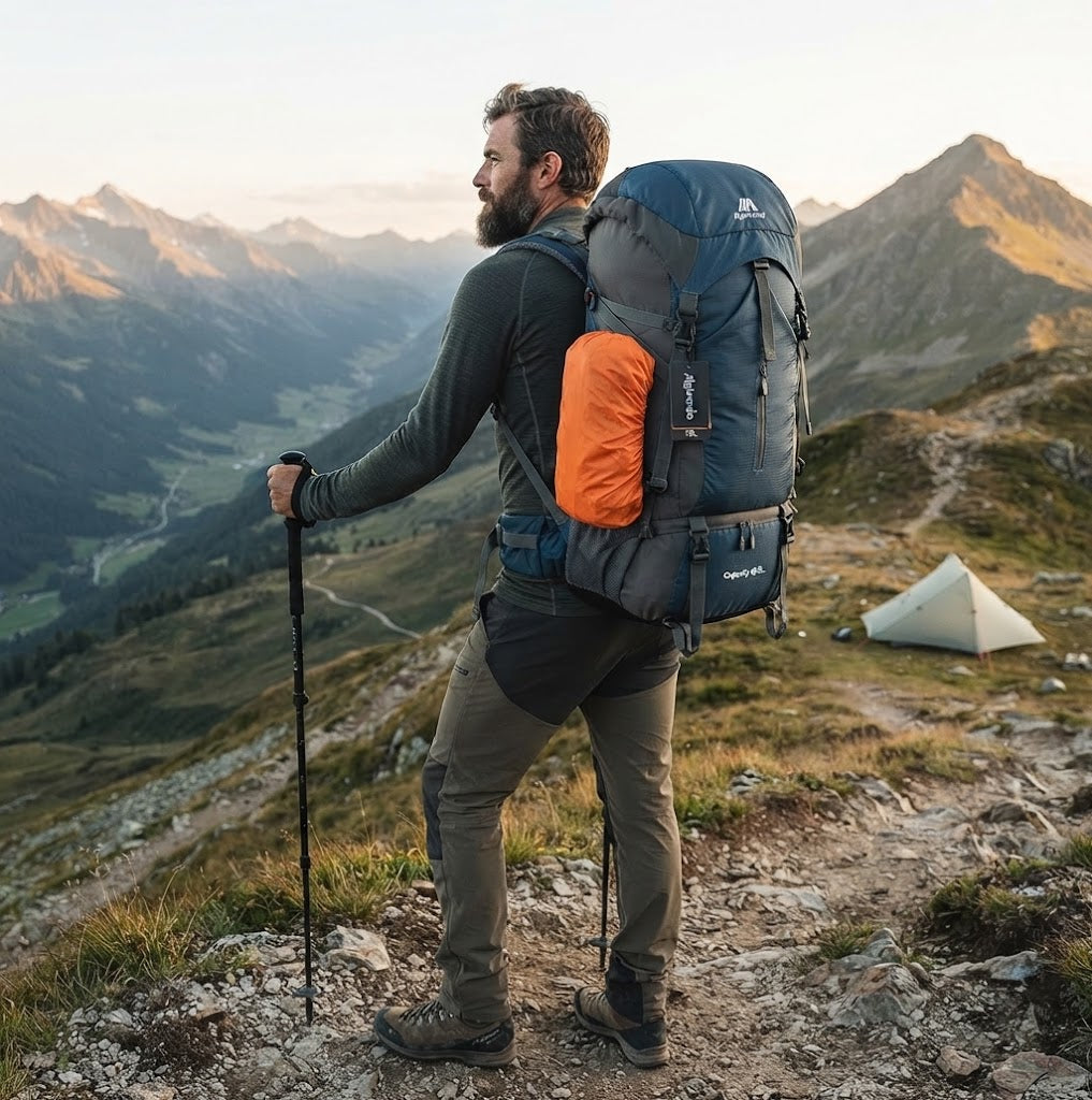 Alpivento | 70L Trekking Backpack with Rain Cover & Ergonomic Design | Perfect for Multi-Day Hikes