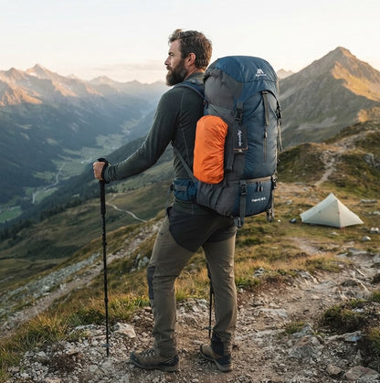 Alpivento | 70L Trekking Backpack with Rain Cover & Ergonomic Design | Perfect for Multi-Day Hikes