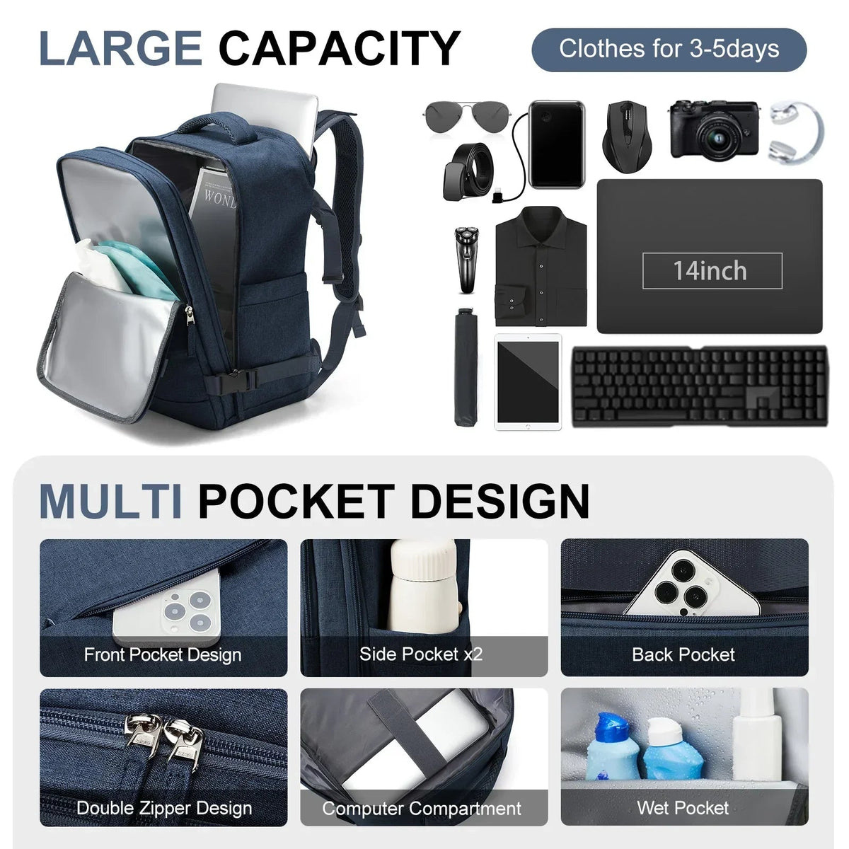 Trekvora | Travel Backpack with Waterproof Design & Laptop Compartment | Versatile Storage for Active Lifestyles