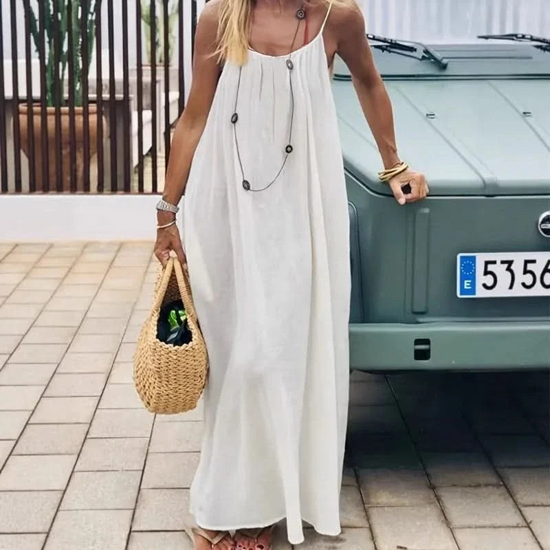 LOUNGLIVA – Solid Color Loose-Fit Homewear Summer Dress