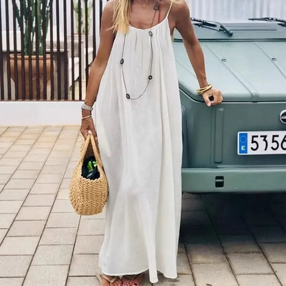 LOUNGLIVA – Solid Color Loose-Fit Homewear Summer Dress