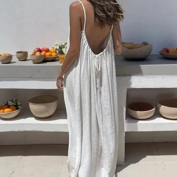LOUNGLIVA – Solid Color Loose-Fit Homewear Summer Dress