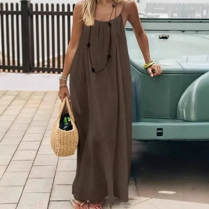 LOUNGLIVA – Solid Color Loose-Fit Homewear Summer Dress