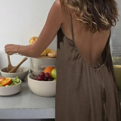 LOUNGLIVA – Solid Color Loose-Fit Homewear Summer Dress