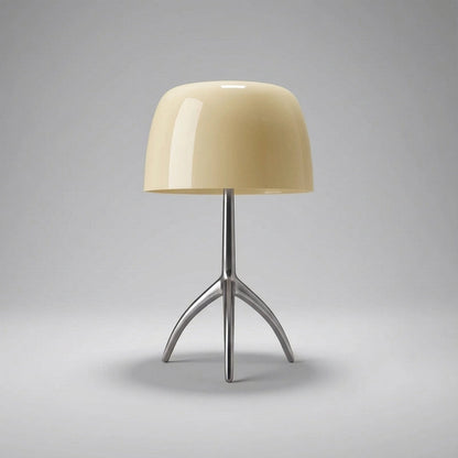 Tripod Desk Lamp with Dome Shade 18 Inch LED Task Light Copper Metal Base Red Accent for Bedroom Office Nightstand Modern Sculptural Reading
