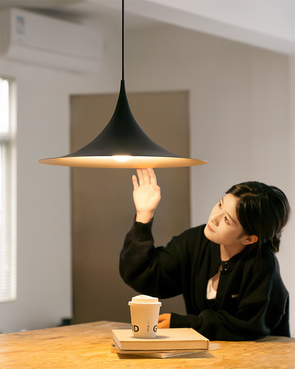 Metal Dome Drop Ceiling Fixture for Kitchen Island & Dining Table – Cord-Adjustable Contemporary Hanging Light with E26 Socket in Black, Whi