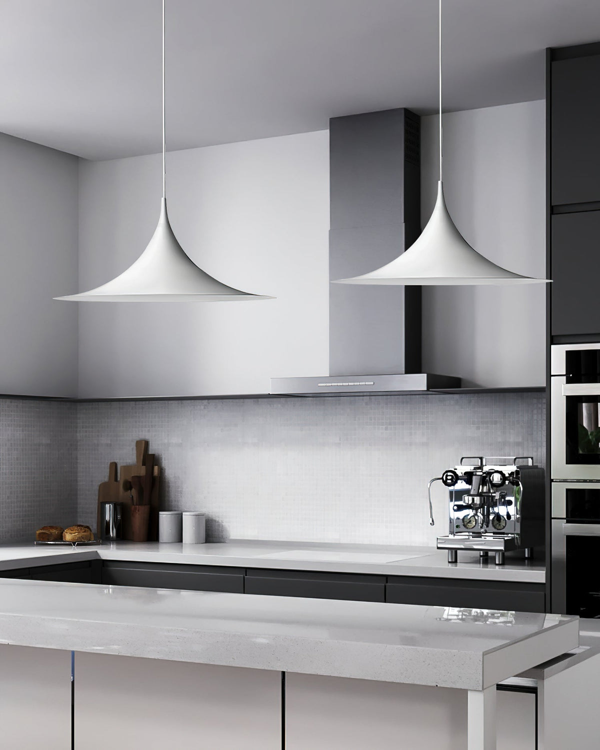 Metal Dome Drop Ceiling Fixture for Kitchen Island & Dining Table – Cord-Adjustable Contemporary Hanging Light with E26 Socket in Black, Whi