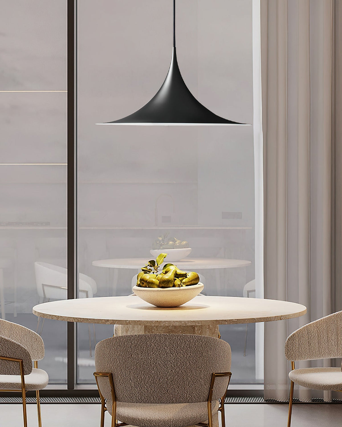 Metal Dome Drop Ceiling Fixture for Kitchen Island & Dining Table – Cord-Adjustable Contemporary Hanging Light with E26 Socket in Black, Whi