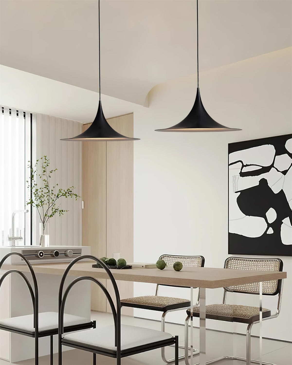Metal Dome Drop Ceiling Fixture for Kitchen Island & Dining Table – Cord-Adjustable Contemporary Hanging Light with E26 Socket in Black, Whi