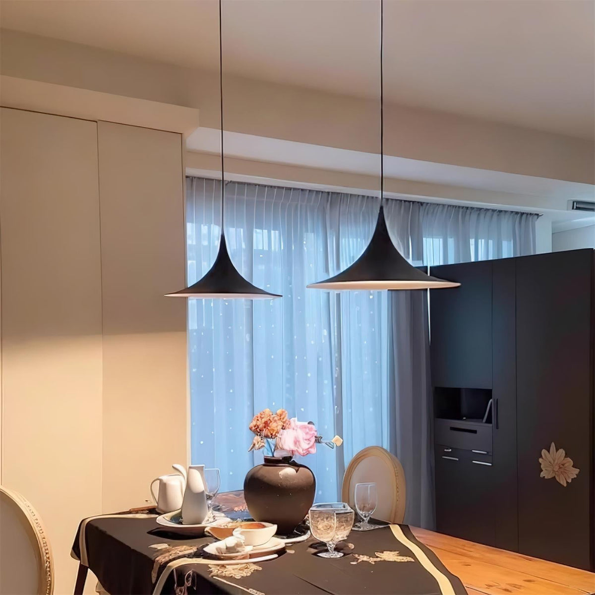 Metal Dome Drop Ceiling Fixture for Kitchen Island & Dining Table – Cord-Adjustable Contemporary Hanging Light with E26 Socket in Black, Whi