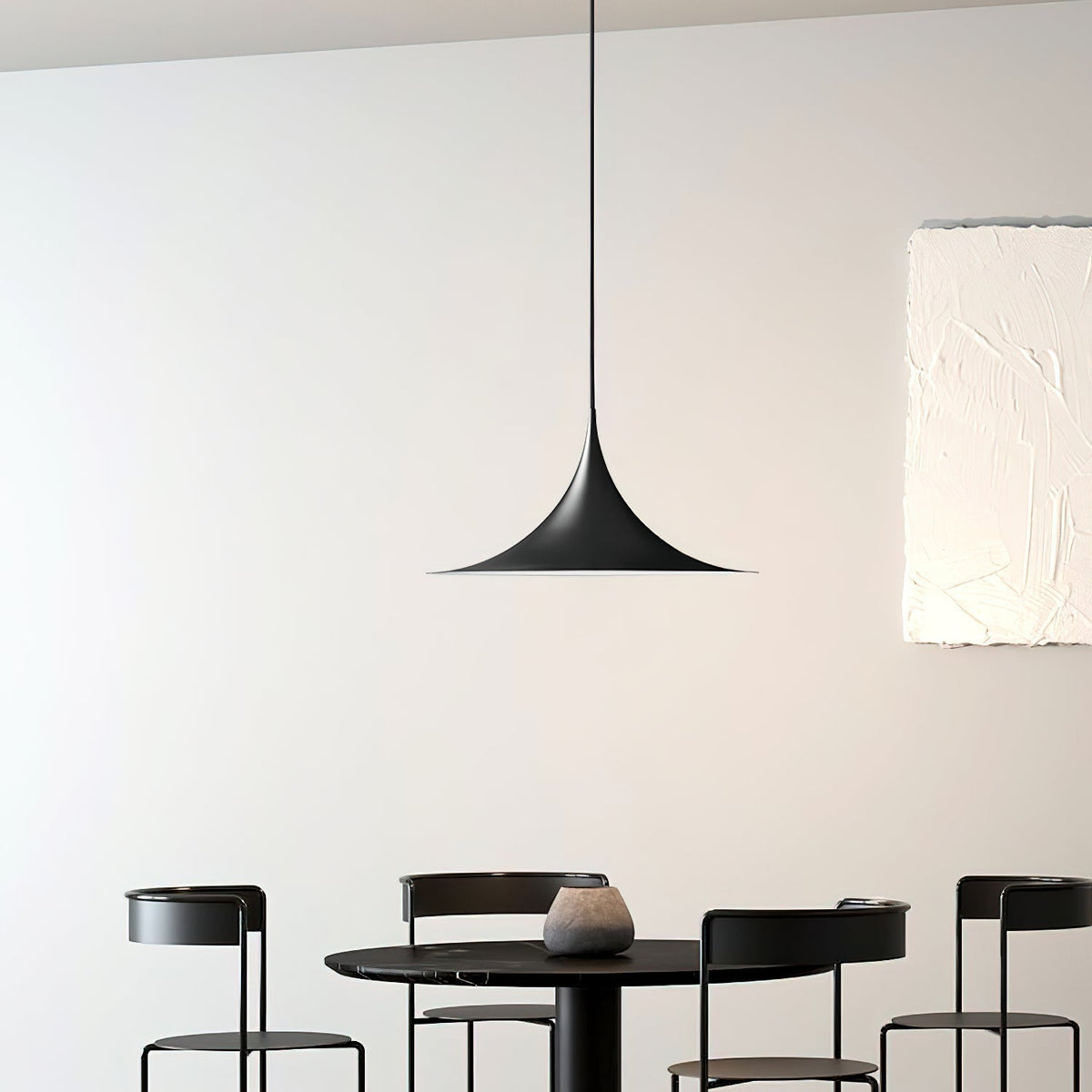 Metal Dome Drop Ceiling Fixture for Kitchen Island & Dining Table – Cord-Adjustable Contemporary Hanging Light with E26 Socket in Black, Whi