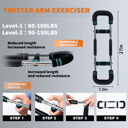 POWERFLEX – Adjustable Resistance Training Bar Arm Chest Strength Trainer