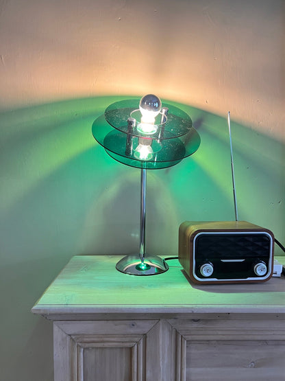 Sculptural Acrylic Accent Lamp with LED Compatibility – 9 in Geometric Nightstand Light for Bedroom Office Reading – Modern Stacked Design U