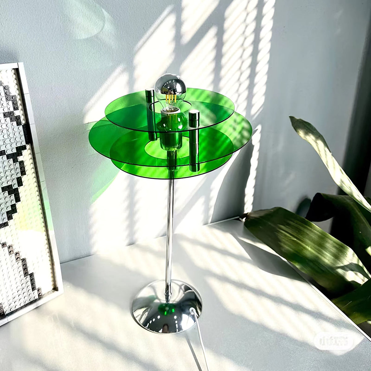 Sculptural Acrylic Accent Lamp with LED Compatibility – 9 in Geometric Nightstand Light for Bedroom Office Reading – Modern Stacked Design U