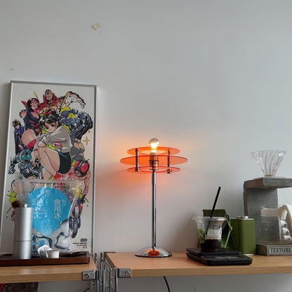 Sculptural Acrylic Accent Lamp with LED Compatibility – 9 in Geometric Nightstand Light for Bedroom Office Reading – Modern Stacked Design U