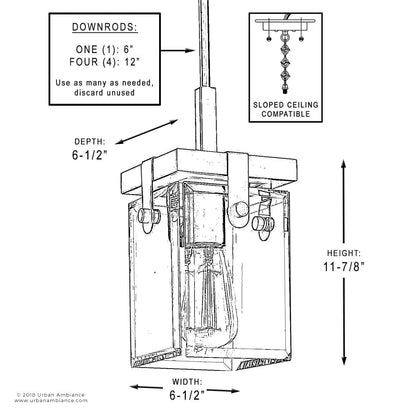 12-Inch Steel and Beveled Glass Hanging Light Fixture for Countertops, Dining Areas, and Hallways – Brushed Nickel Finish with Height-Adjust