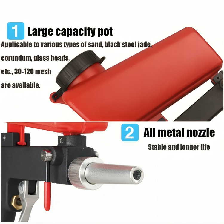 Air-Powered Abrasive Blaster with Steel Construction and 0.26 in Nozzle for Garage Workshop Auto Body Prep Corrosion Stripping