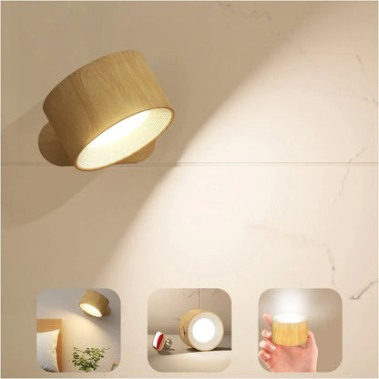 Cordless Rotating Sconce Light USB Rechargeable 3 in Magnetic Mount Touch Dimming Night Light for Bedside Hallway Closet Accent Lighting No