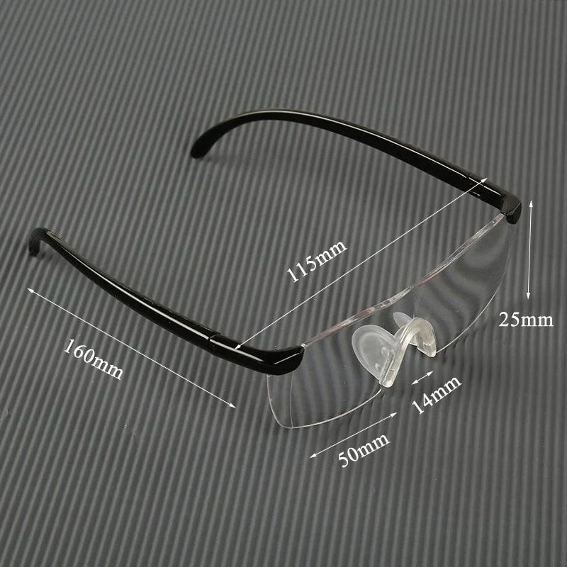 Magnifying Reading Glasses 250% Zoom Hands-Free Vision Aid for Needlework Crafts Repairs Hobbies Over Prescription Eyewear Unisex
