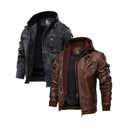 Men's Jacket 2-Pack Bundle – Black & Tan Brown Casual Outerwear Set for Everyday Comfort & Style