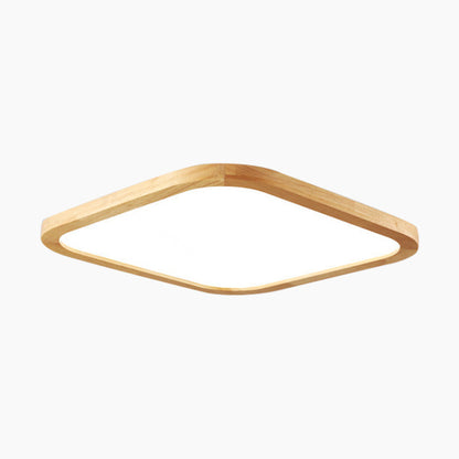 Rectangle LED Overhead Light 47×32 Inch Wood Frame Dimmable Remote 3-Color Temperature Dining Room Bedroom Hall Low Profile Fixture Modern S