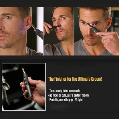Beard Trimmer for Men, Nose Hair Trimmer with LED Light, Cordless Eyebrow Trimmer for Ear and Facial Hair