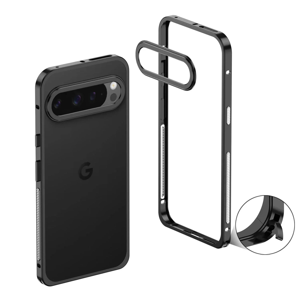 Metal Phone Bumper Case for Google Pixel with Cooling Vents & Camera Protector – Shock-Absorbing Aluminum Frame for Pixel 8, 9, 10, 11