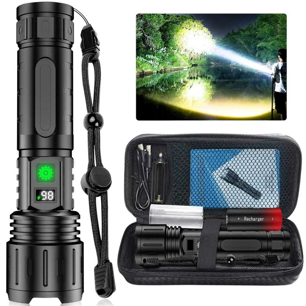 Rechargeable Flashlights High Lumens, LED Flashlight with Adjustable Beam, Waterproof EDC Flashlight and Camping Torch