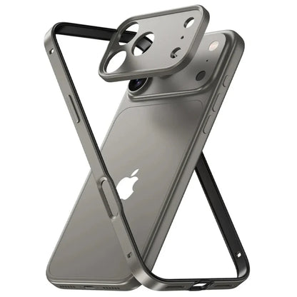Minimalist Aluminum iPhone Bumper Case with Flat Edge Design & Camera Protector for iPhone 13-17 Pro Max Air Plus