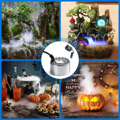 Ultrasonic Water Mist Maker with Auto Shut-Off Sensor for Fountains Ponds Aquariums Indoor Outdoor Humidifier LED Color Changing Lights Stai