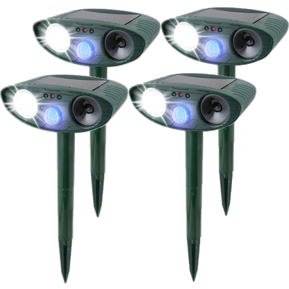 Motion-Activated Wildlife Deterrent with Strobe Function for Outdoor Garden Protection – Solar Charging