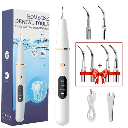 Ultrasonic Tooth Cleaner | Rechargeable Dental Cleaner with Ergonomic Design | Effective Teeth Stain Remover for Home Oral Hygiene