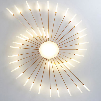 Starburst Dimmable LED Ceiling Light Flush Mount Black Gold Metal Acrylic Indoor Modern Fixture for Bedroom Living Room Dining Room