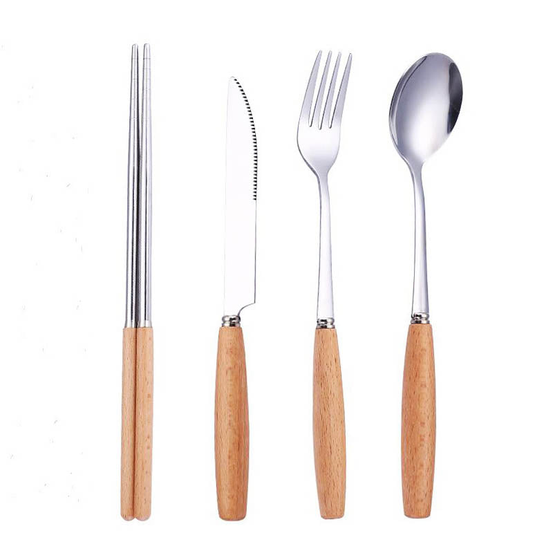 Elegant Cutlery Set | Premium 5-Piece Scandinavian Design with Wooden Handles for Timeless Dining